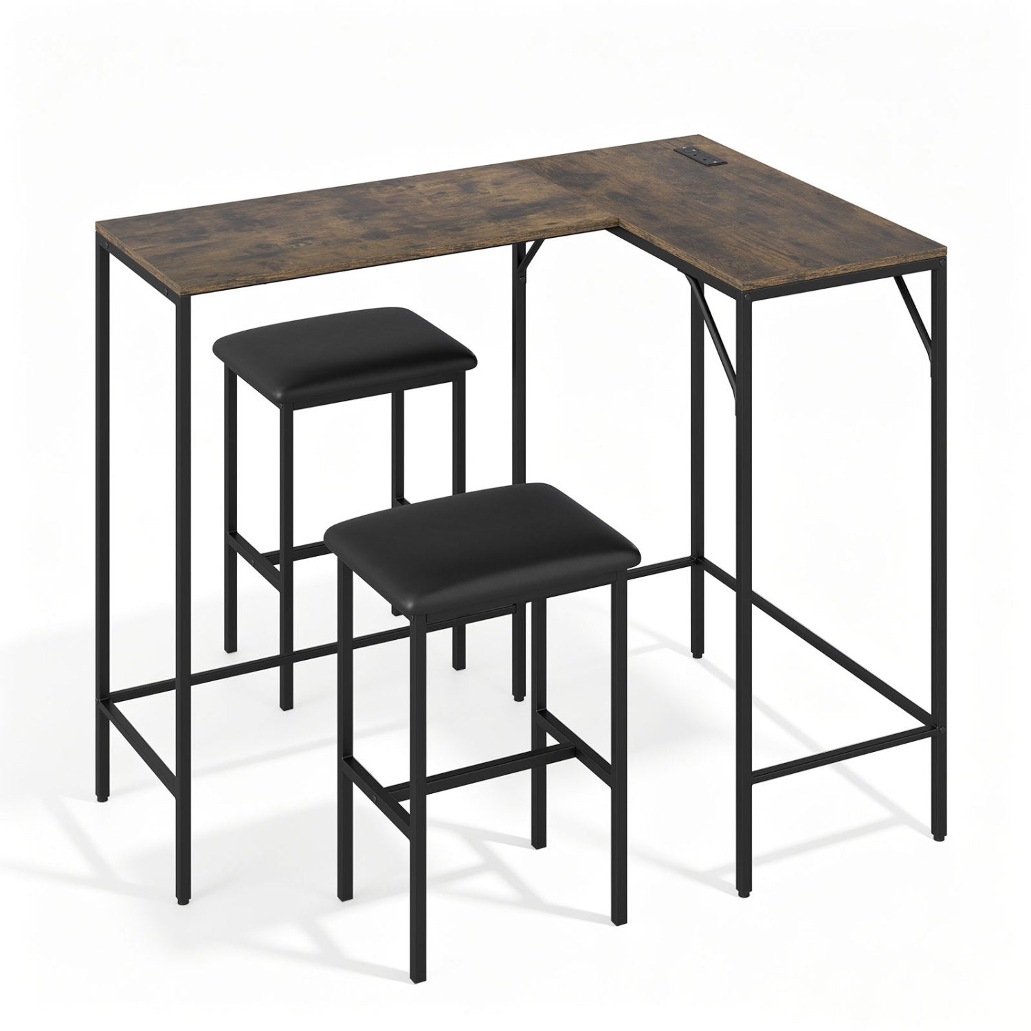 3-Piece Convertible Dining Set with Built-In Charging Station