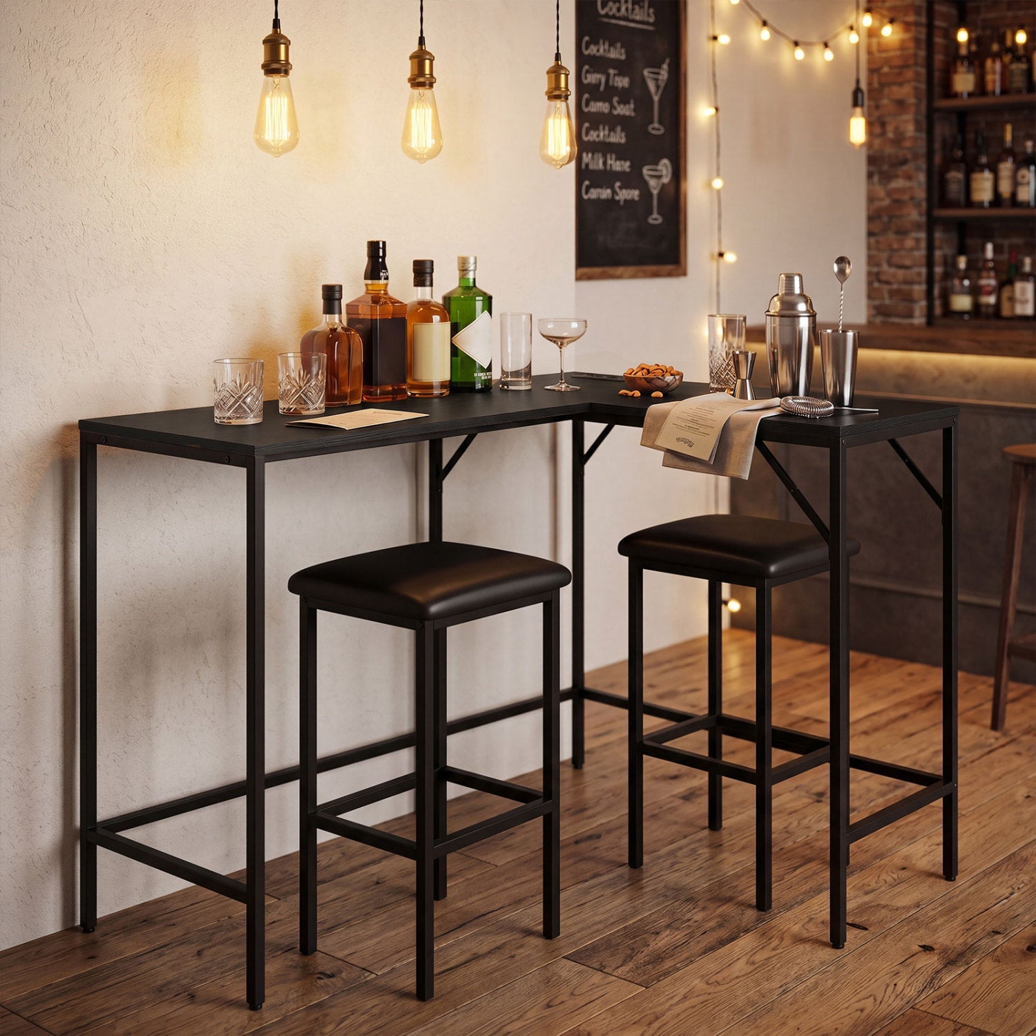 3-Piece Convertible Dining Set with Built-In Charging Station