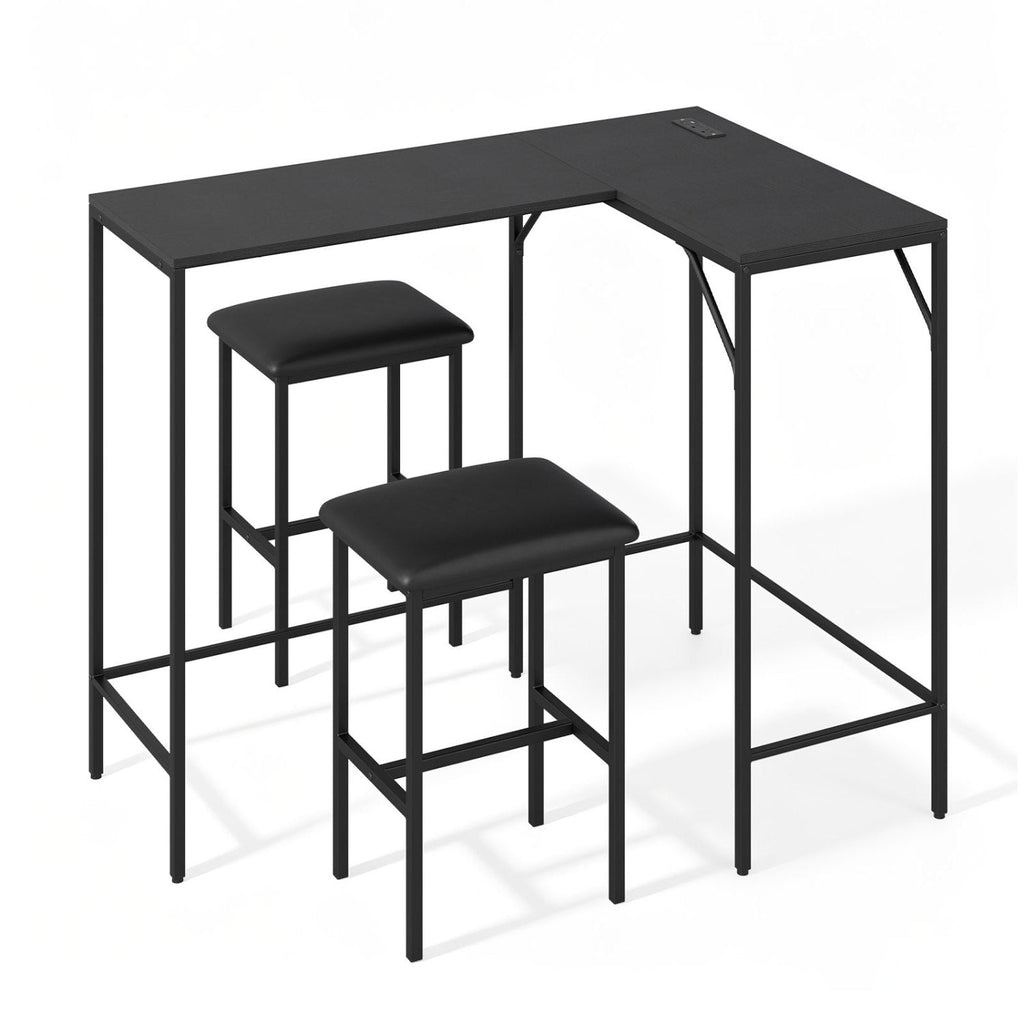 3-Piece Convertible Dining Set with Built-In Charging Station