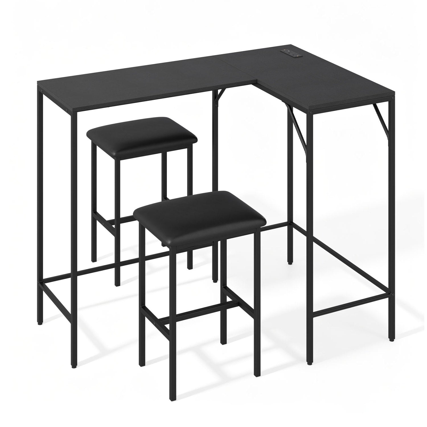 3-Piece Convertible Dining Set with Built-In Charging Station