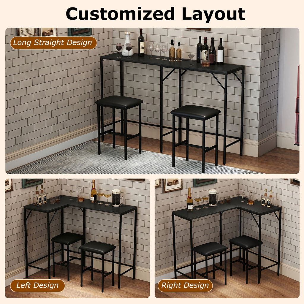 3-Piece Convertible Dining Set with Built-In Charging Station