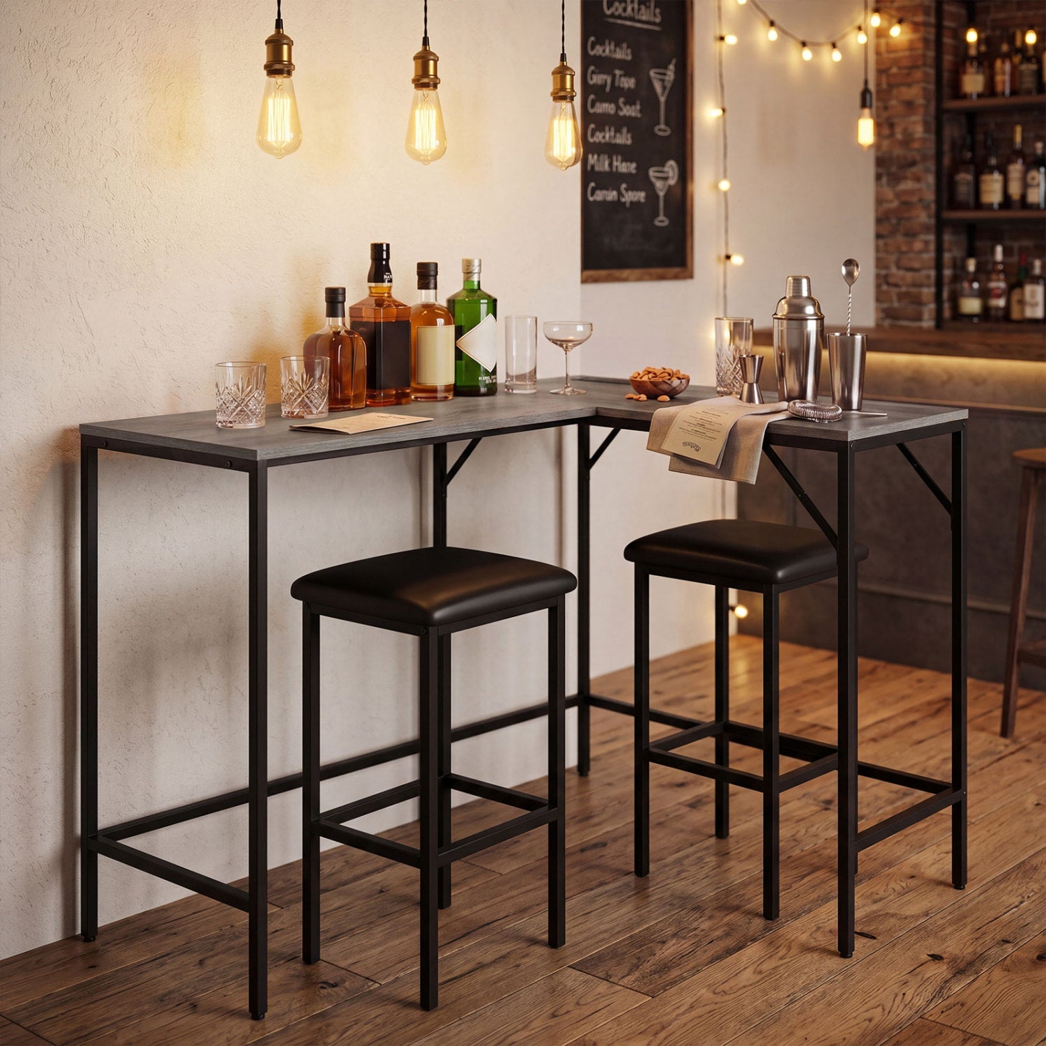 3-Piece Convertible Dining Set with Built-In Charging Station