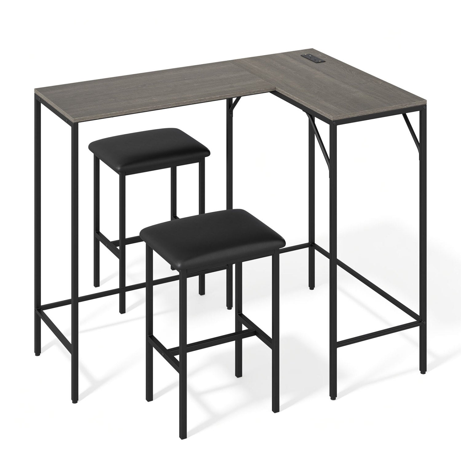 3-Piece Convertible Dining Set with Built-In Charging Station
