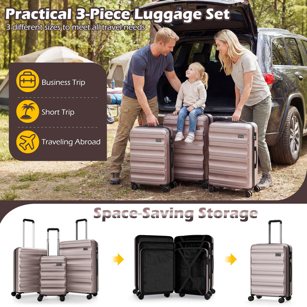 3-Piece Hardside Luggage Set 20/24/28 Inch Lightweight Hardside Suitcases