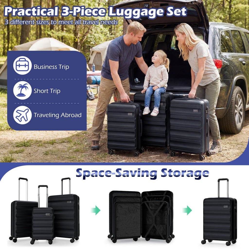 3-Piece Hardside Luggage Set 20/24/28 Inch Lightweight Hardside Suitcases