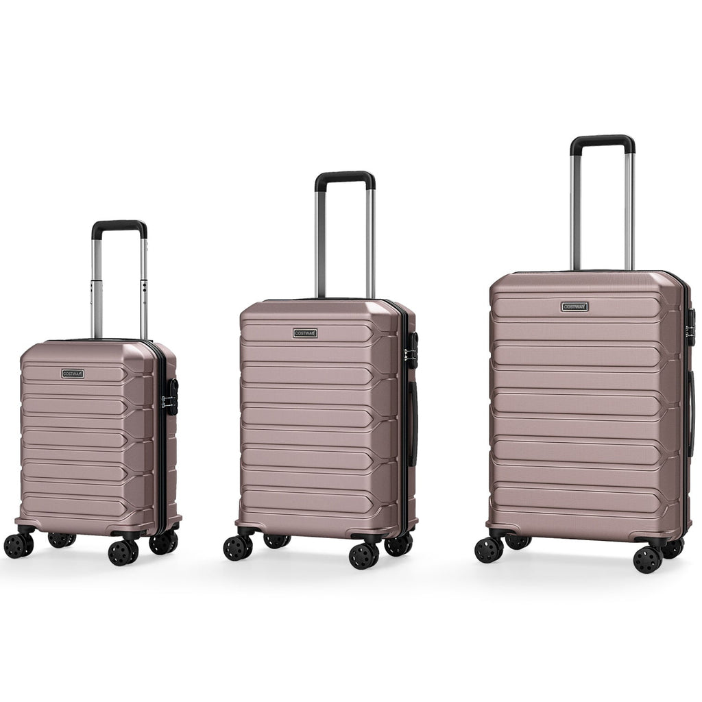 3-Piece Hardside Luggage Set Lightweight Hardside Suitcases with 8-Spinner Wheels