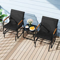 3-Piece Outdoor Glider Bistro Set with Tempered Glass Table