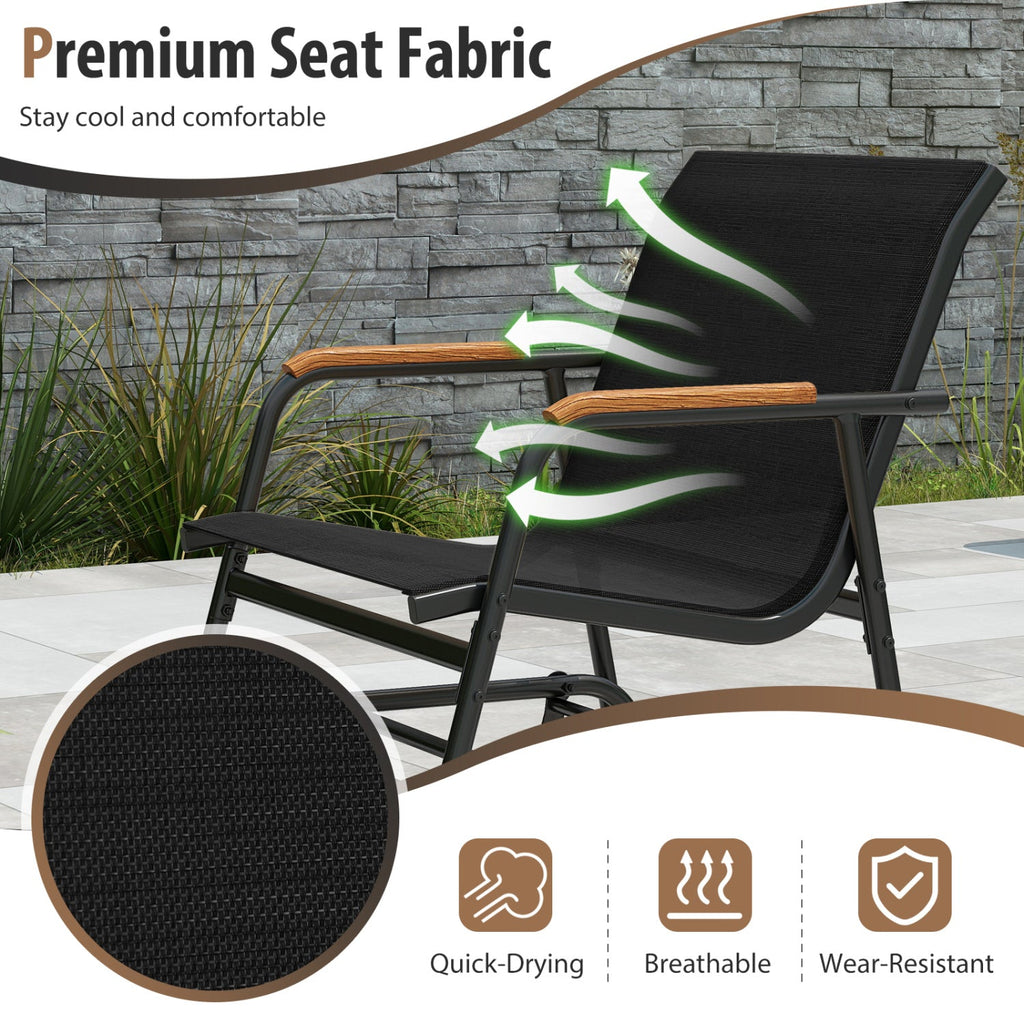 3-Piece Outdoor Glider Bistro Set with Tempered Glass Table