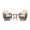 3 Piece Patio Swivel Rocker Set with Tempered Glass Side Table and Thick Cushions