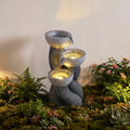3-Tier Outdoor Water Fountain with LED Lights, 18.5 Inch