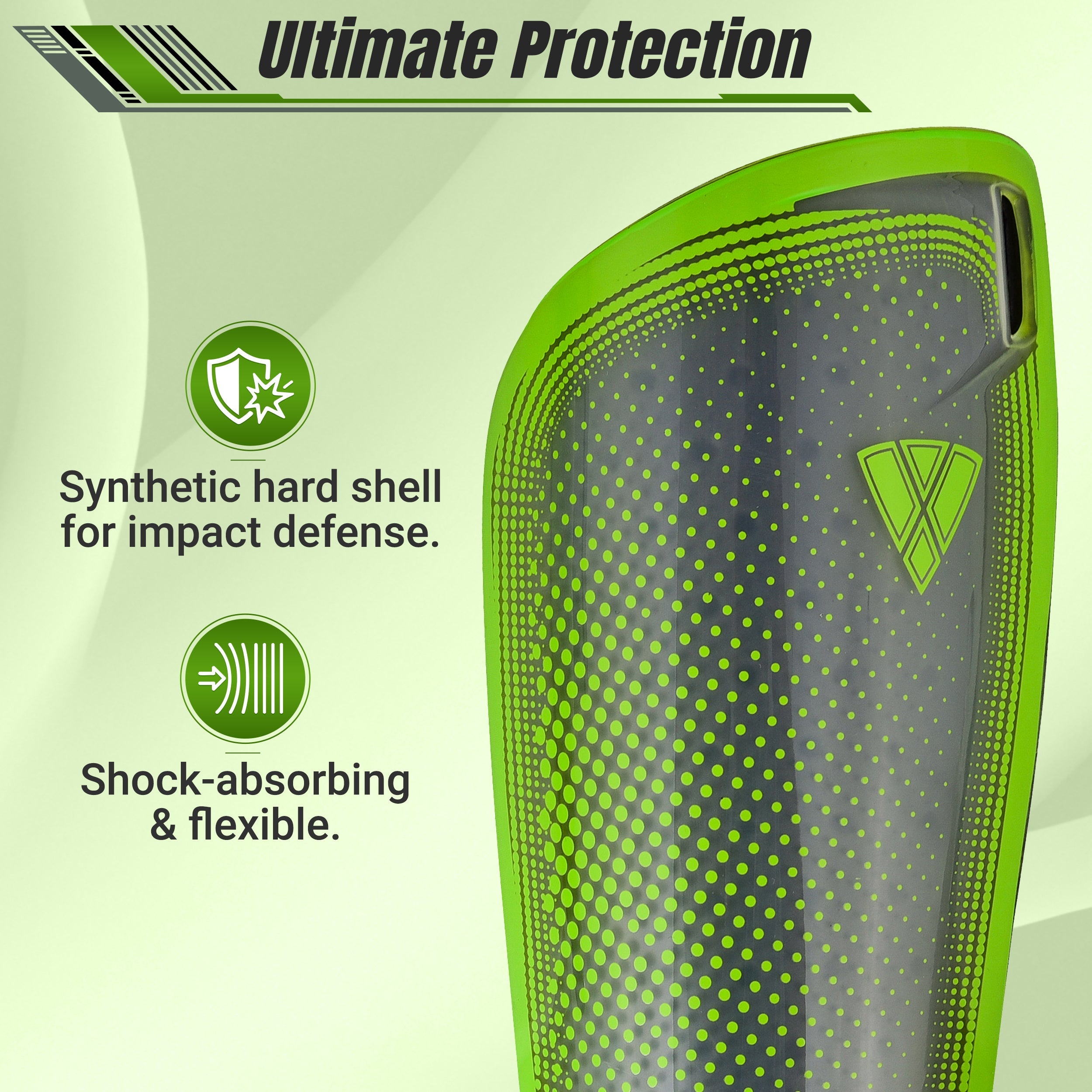 Atletico Soccer Shin Guard with Compression Pocket Sleeve - Green/Grey