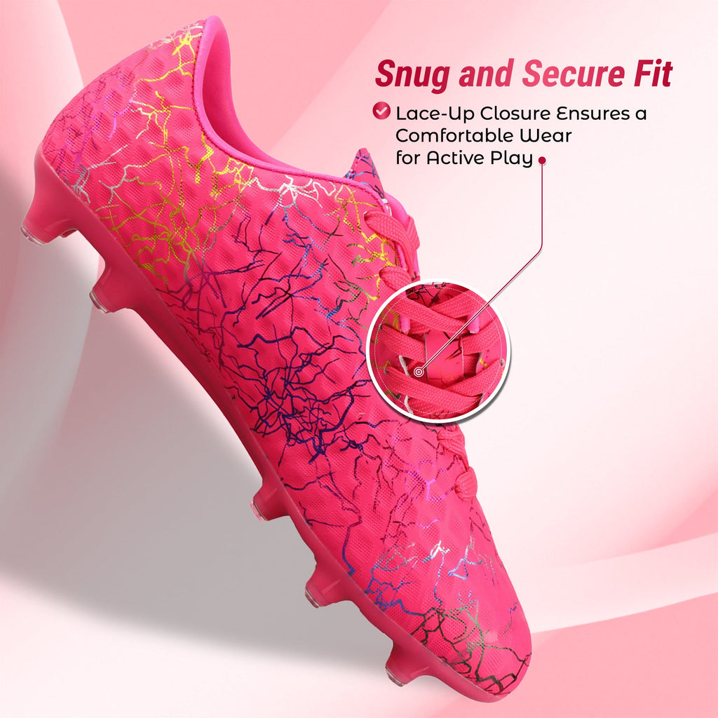 Vizari Zodiac JR Kids Firm Ground (FG) Soccer Cleats – Pink, Youth Sizes 8C–6Y
