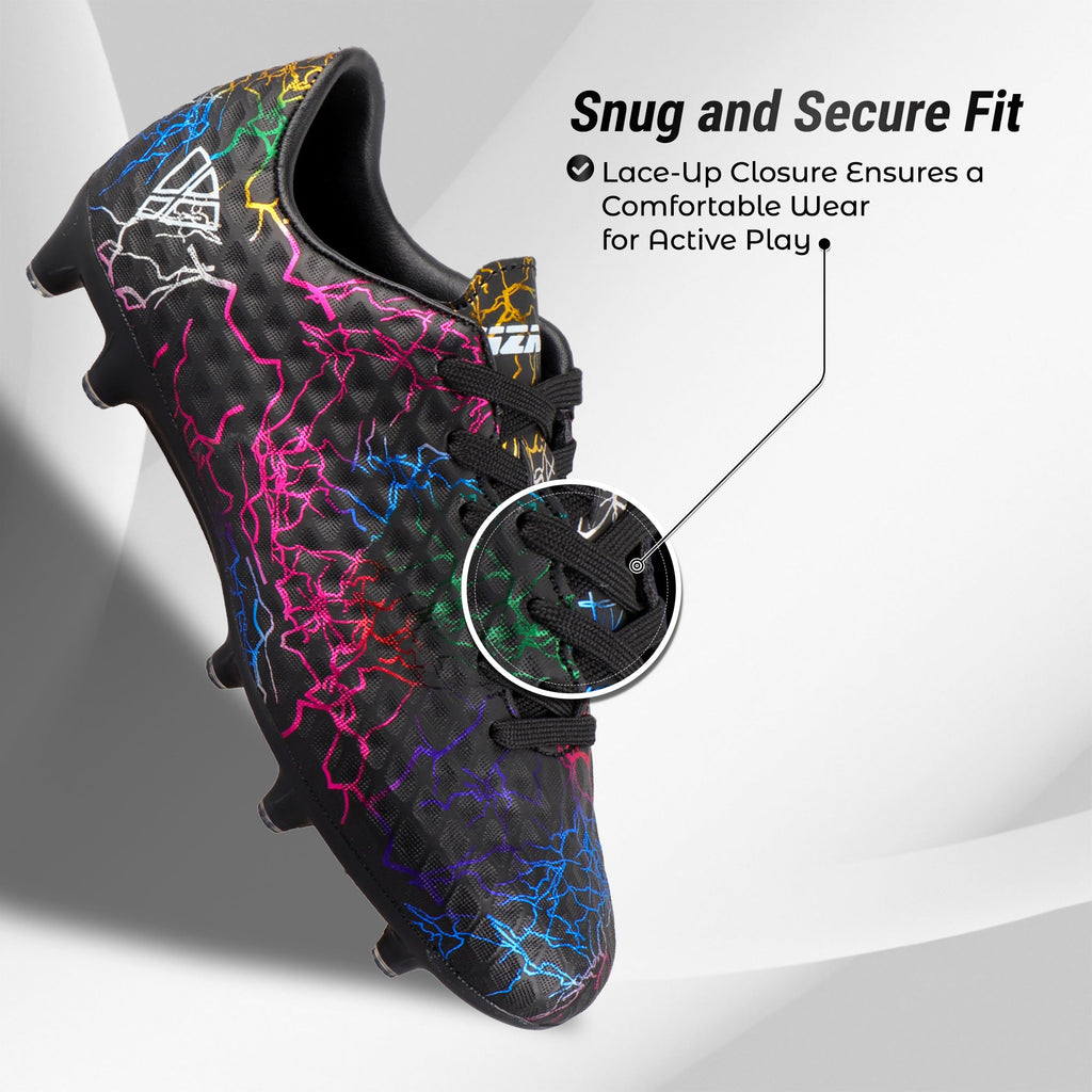 Vizari Zodiac JR Kids Firm Ground (FG) Soccer Cleats – Black, Youth Sizes 8C–6Y
