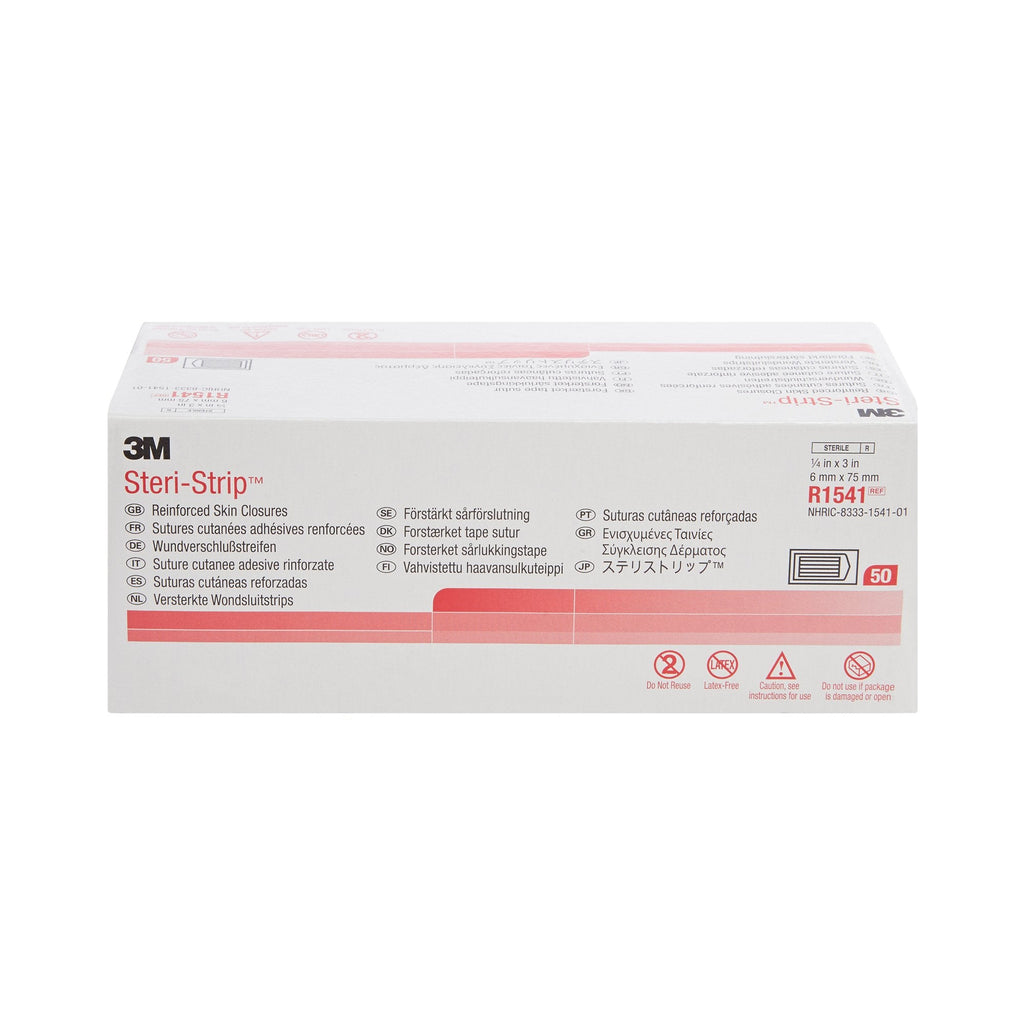 3M Steri-Strip Skin Closure Strips, 1/4 inch x 3 Inch, Reinforced Strip, White R1541