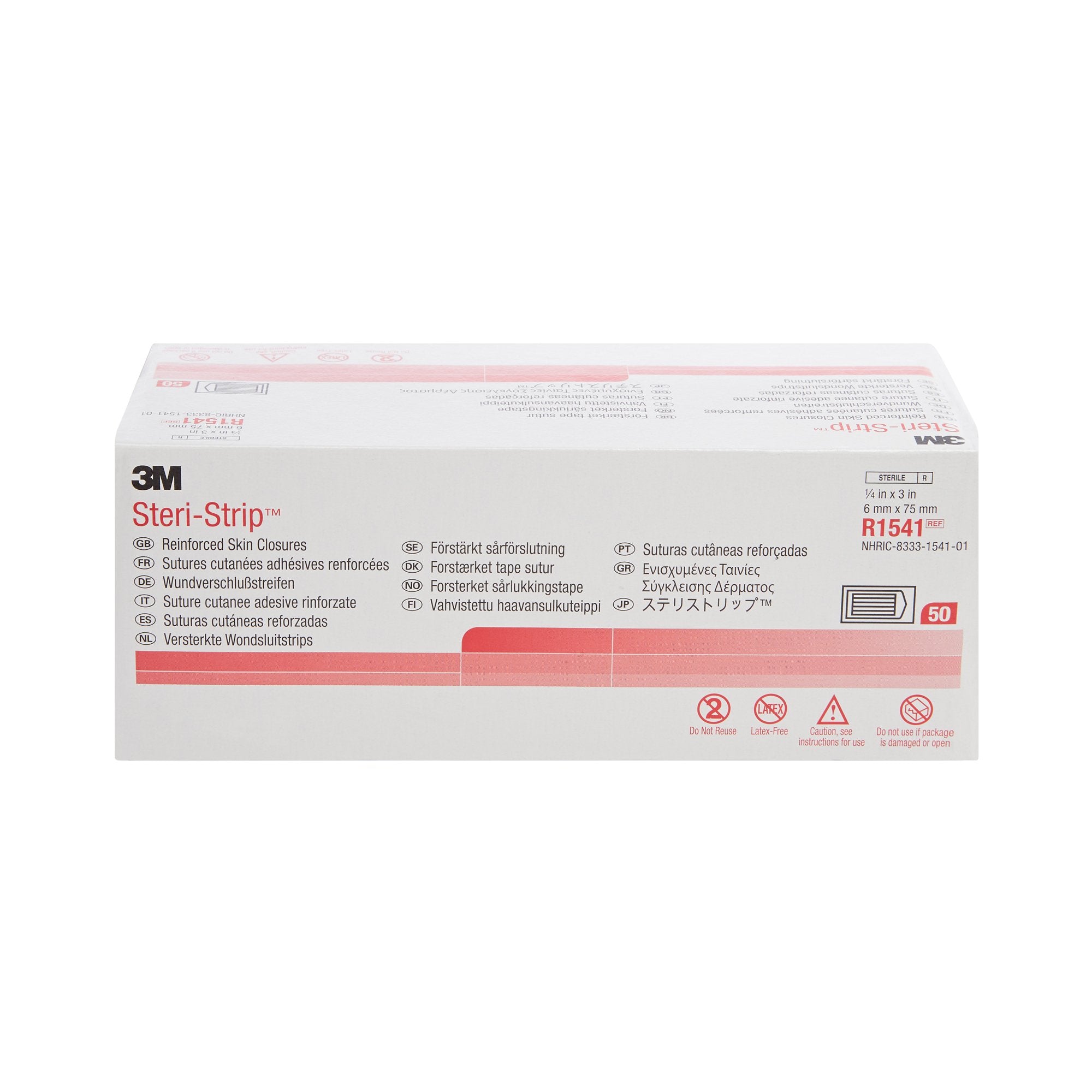 3M Steri-Strip Skin Closure Strips, 1/4 inch x 3 Inch, Reinforced Strip, White R1541