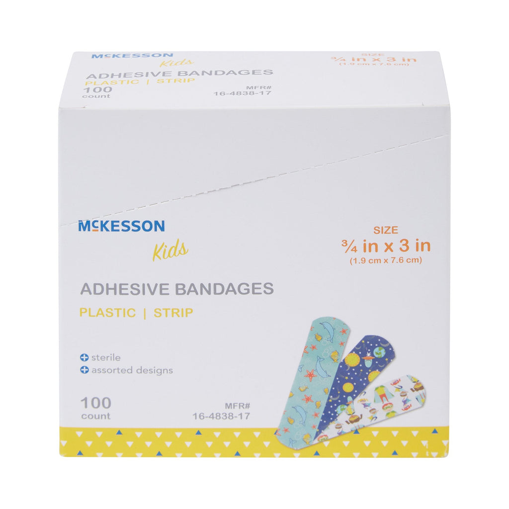 McKesson Kids™ Kid Design (Assorted Prints) Adhesive Strip, 3/4 x 3 Inch 16-4838-17