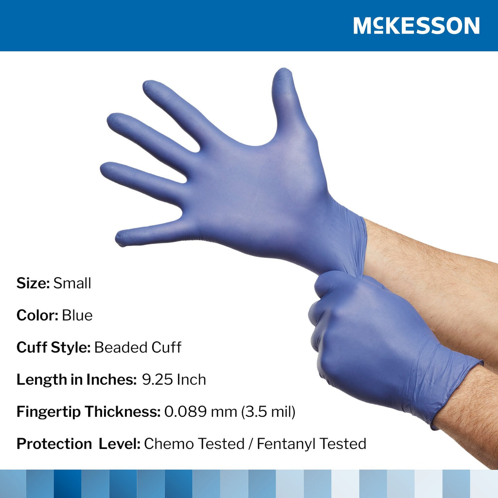 McKesson Confiderm® LDC Nitrile Exam Glove, Small, Blue 14-6N42C