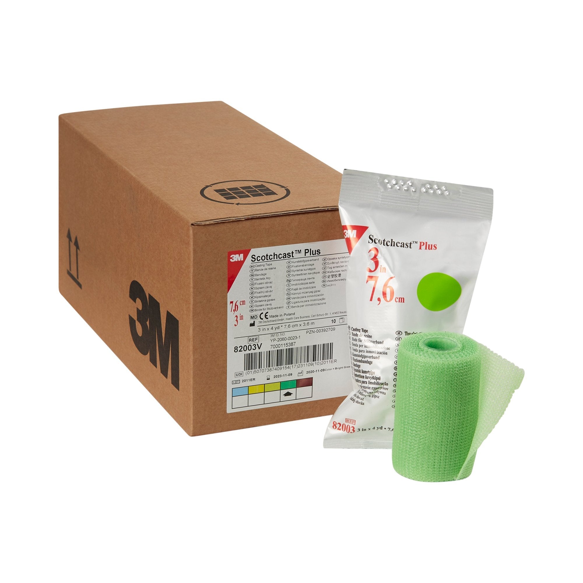 3M™ Scotchcast™ Plus Bright Green Cast Tape, 3 Inch x 4 Yard 82003V