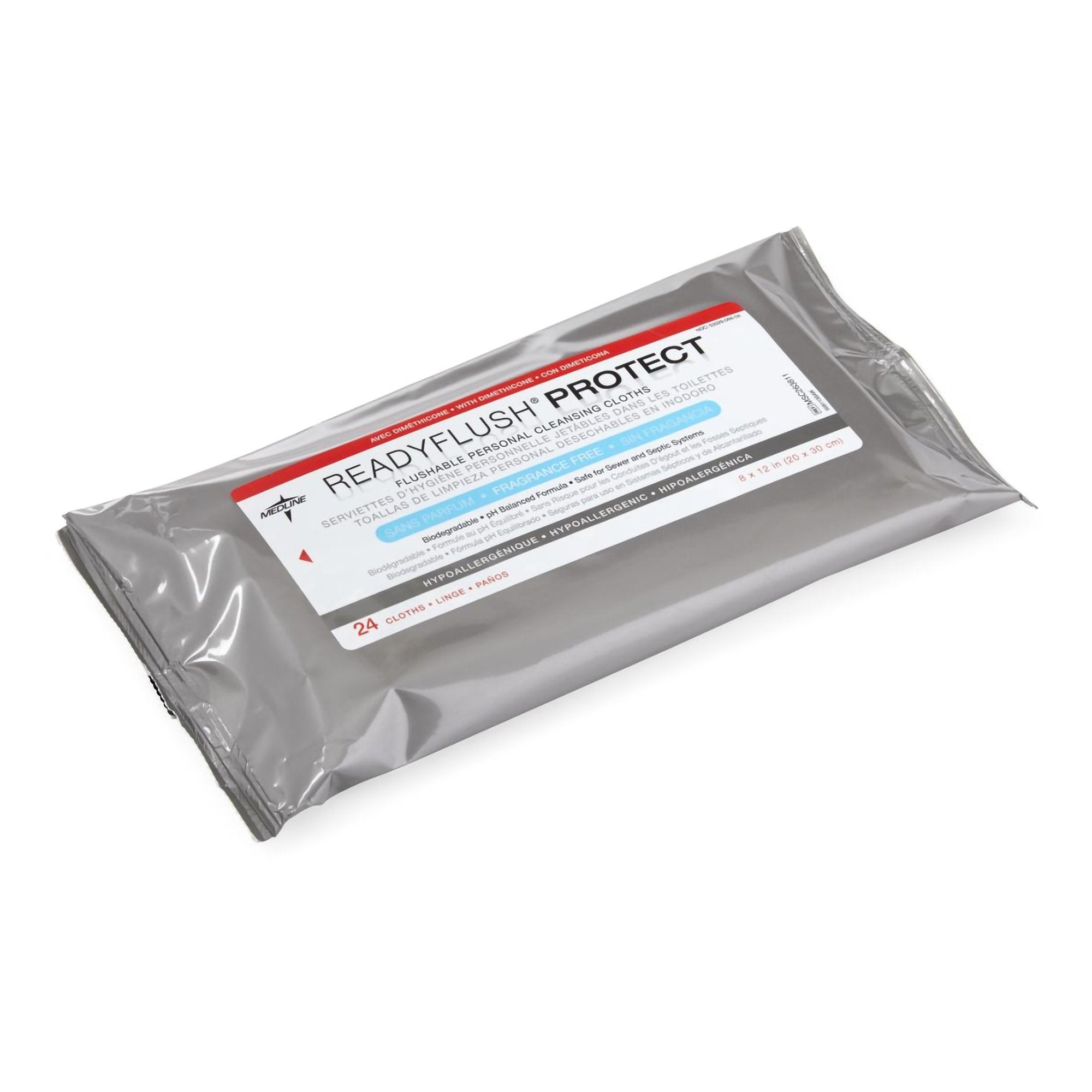 Flushable Incontinence Care Wipe ReadyFlush® Protect Soft Pack Unscented 24 Count MSC263811