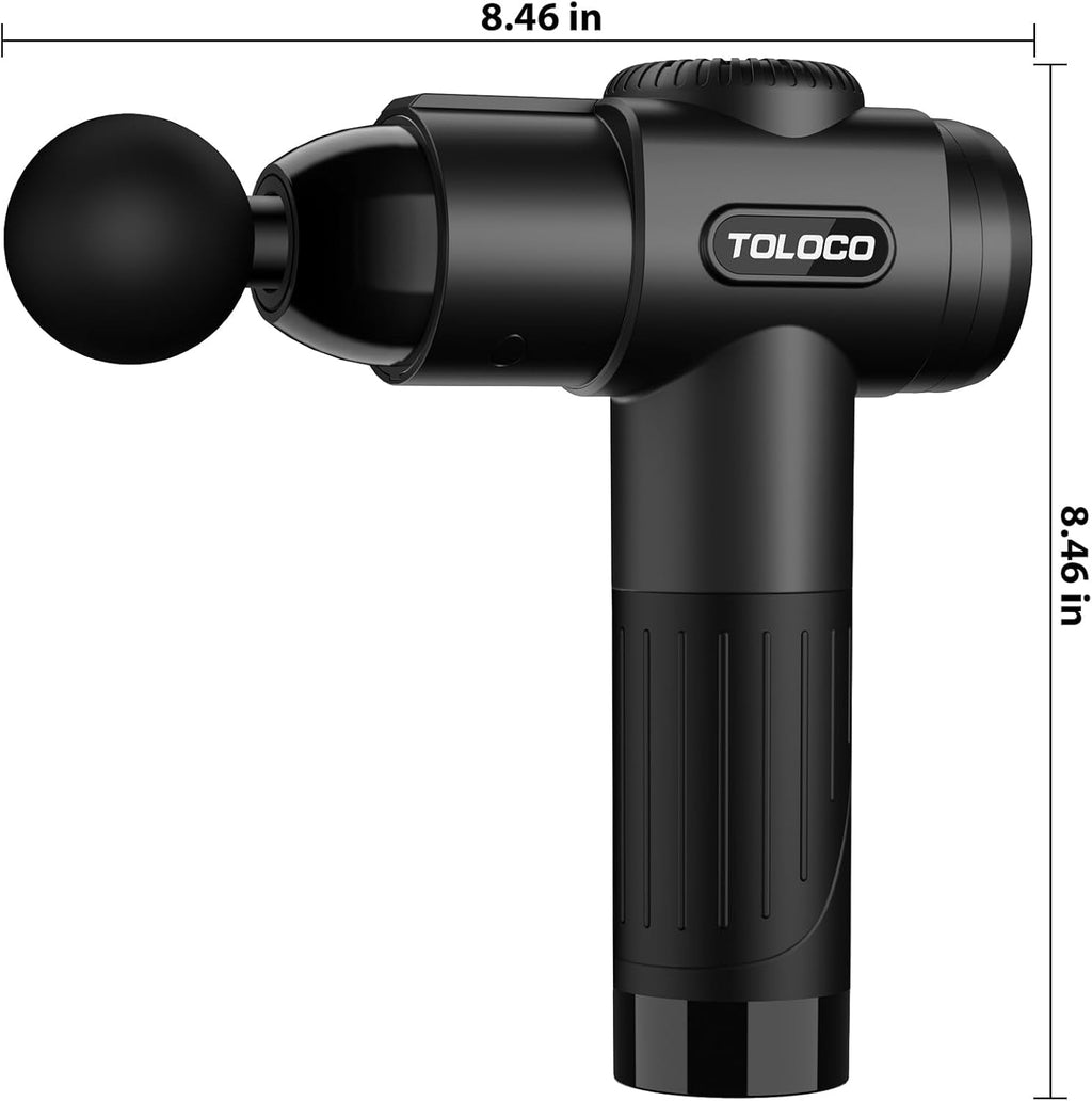 TOLOCO Massage Gun, Deep Tissue Back Massage for Athletes for Pain Relief, Percussion Massager with 10 Massages Heads & Silent Brushless Motor, Valentines Day Gifts for Him Her, Black