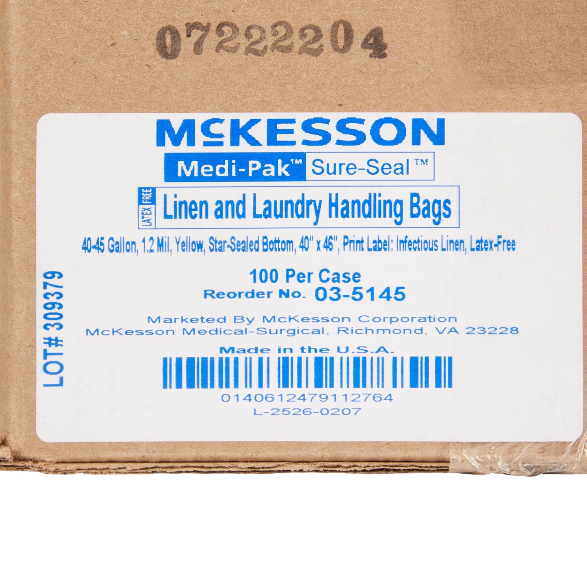 SURE-SEAL™ Chemotherapy Linen Bag, 40-45 gal 03-5145