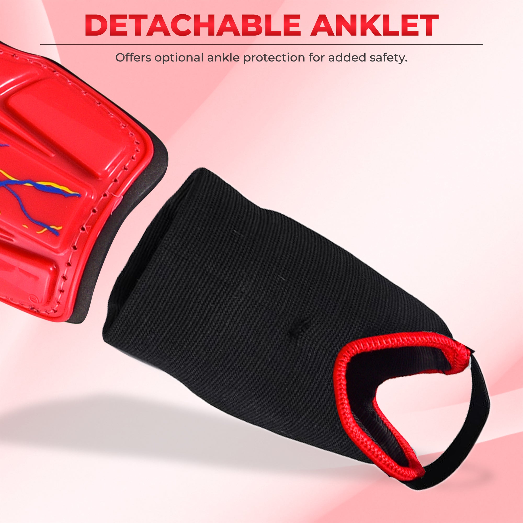 Zodiac Soccer Shin Guard with Detachable Ankle Protection-Red