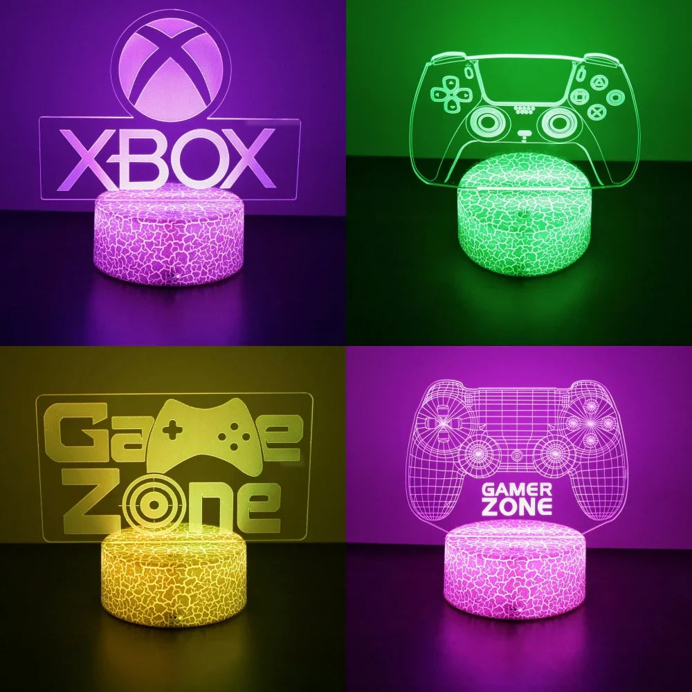 3D LED Neon Gamer Lamp - RGB Acrylic Night Light with Remote & Touch for Kids & Gaming Room - PhishStones Products