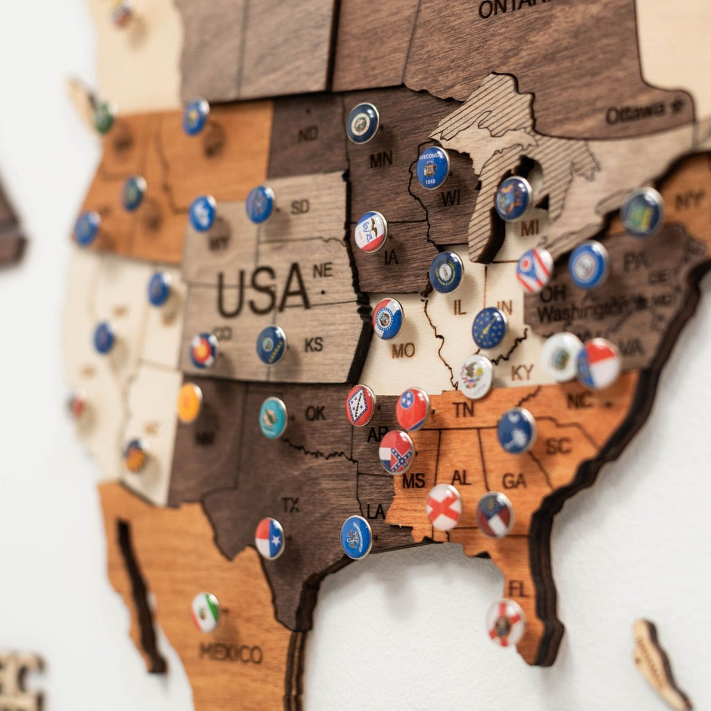 3D Wooden World Map Multicolor - PhishStones Products