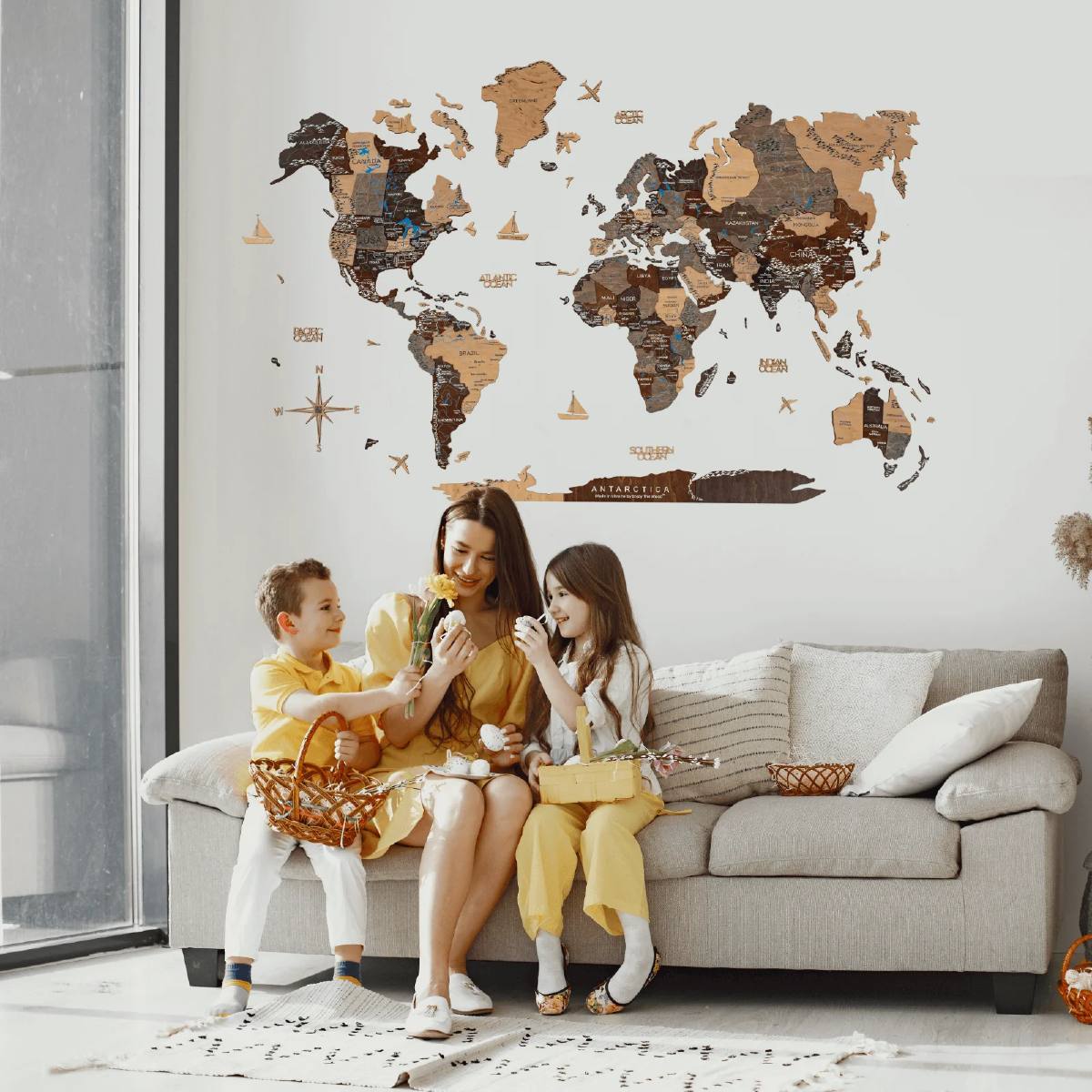 3D Wooden World Map Multicolor - PhishStones Products
