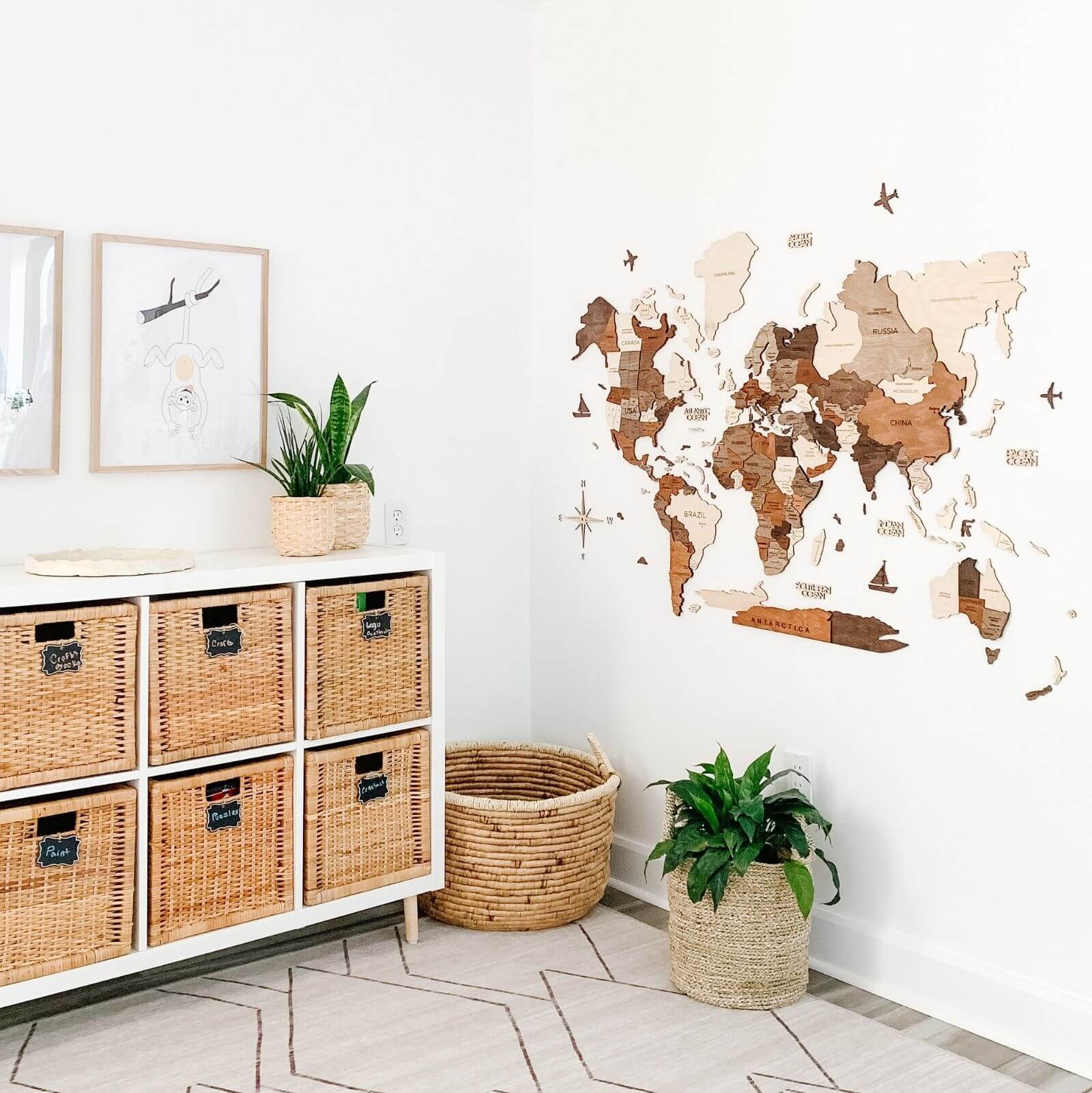 3D Wooden World Map Multicolor - PhishStones Products