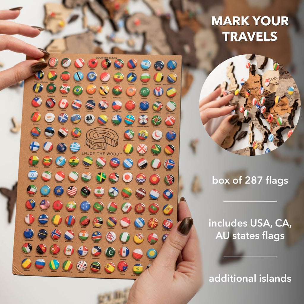 3D Wooden World Map Multicolor - PhishStones Products
