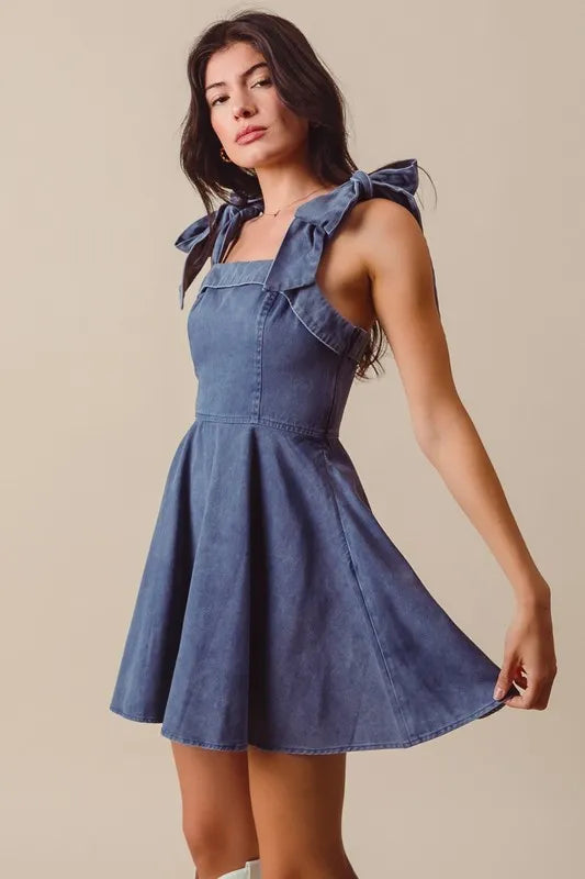 SO ME Fit and Flare Washed Gameday Dress