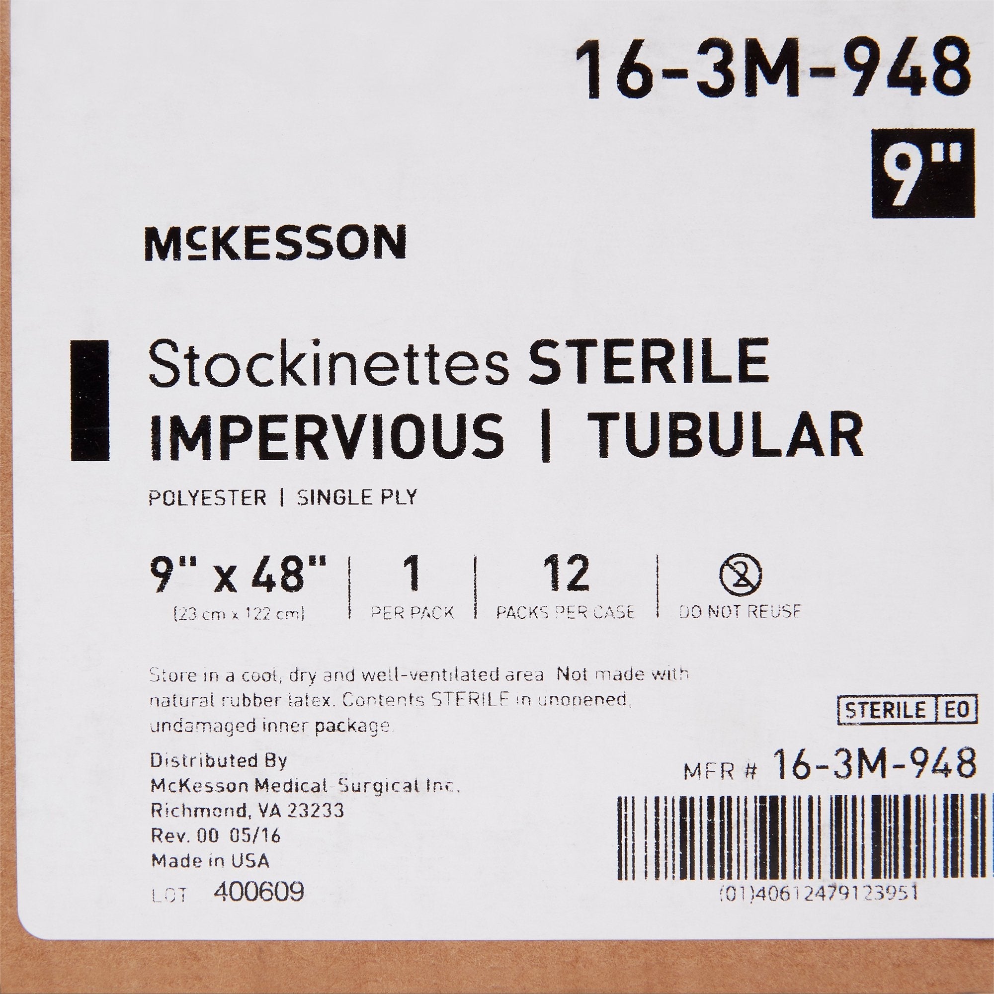 McKesson Impervious Surgical Stockinette, 9 x 48 Inch 16-3M-948