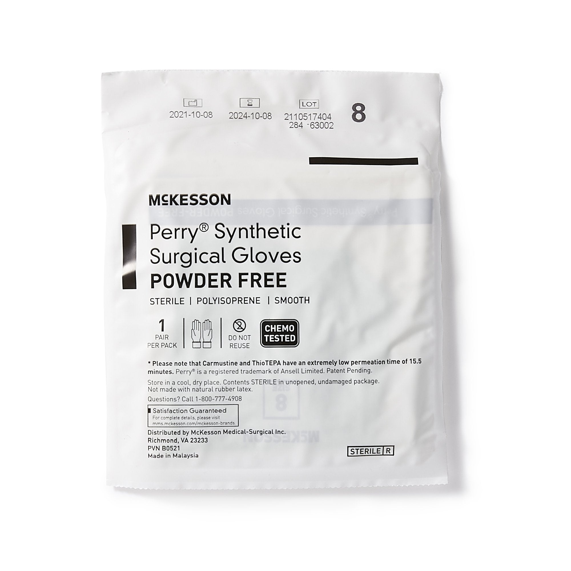 McKesson Perry® Performance Plus Polyisoprene Surgical Glove, Size 8, Green 20-2080N