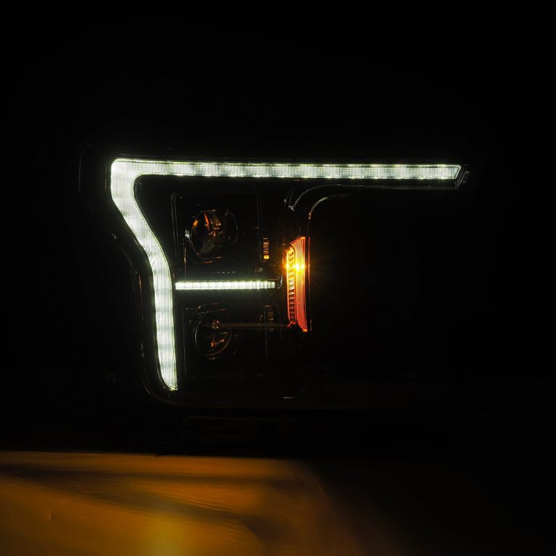 AlphaRex 18-20 Ford F-150 (Req. Conv F150 w/LED) LUXX LED Proj HL Alpha-Blk w/Actv Lt Seq Sig SB DRL 880251 *Discontinued