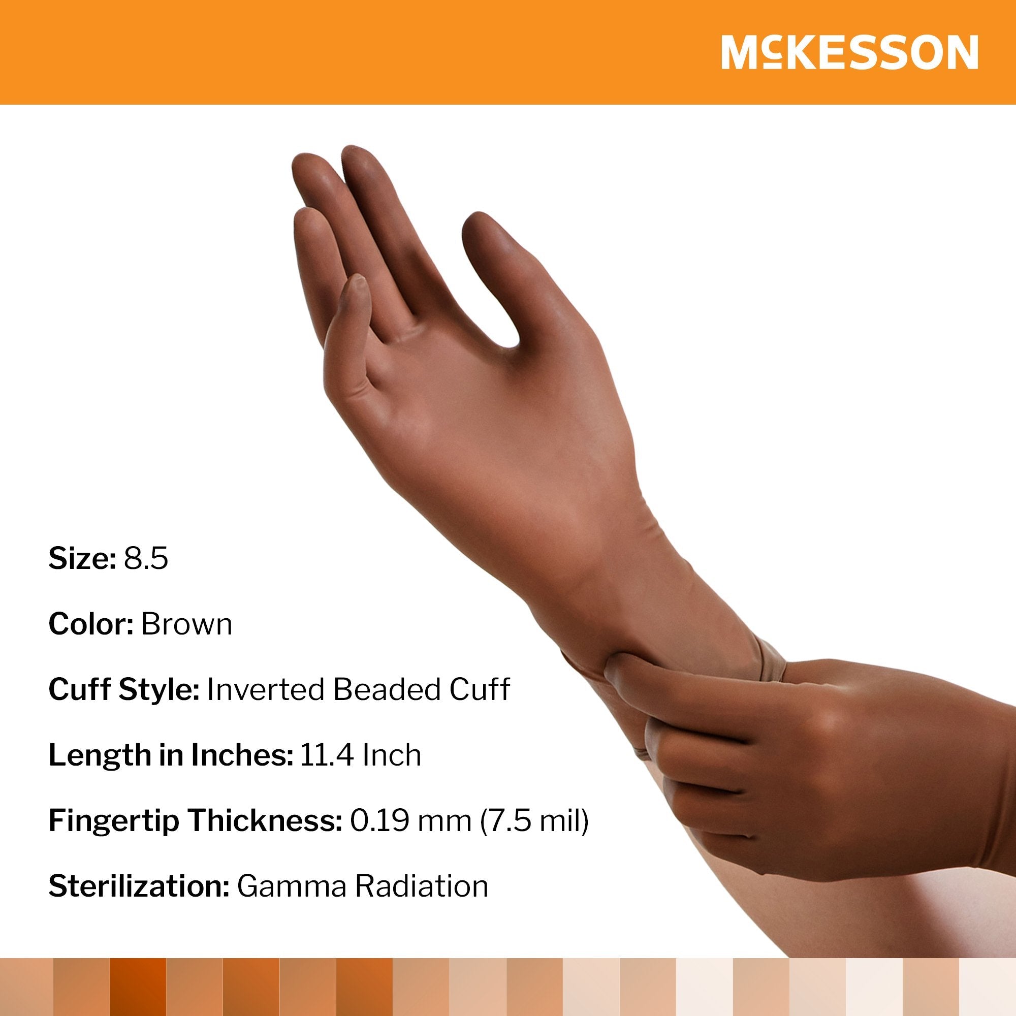 McKesson Perry® Latex Surgical Glove, Size 8.5, Brown 20-1385N