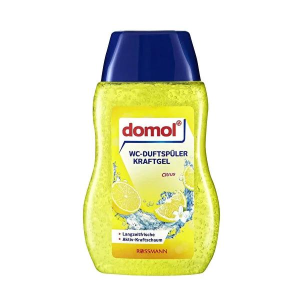 Domol Toilet Bowl Deodorizer - Lemon Scented Jel with Hanging Device, 200ml (6.76 fl oz)