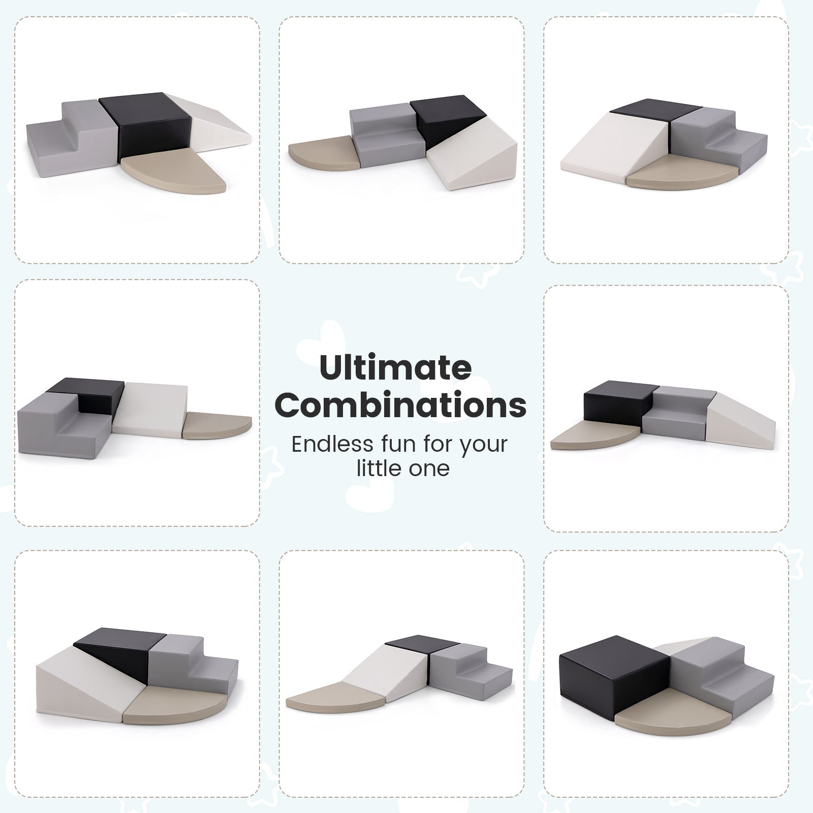 4-Piece Climb and Crawl Foam Block Play Set for Infant Baby-Black