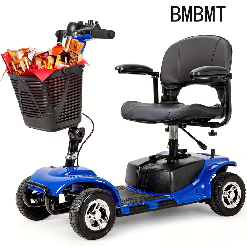 4-Wheel Electric Mobility Scooter with 180W Powerful Motor, 15-Mile Range, Collapsible & Compact Design,