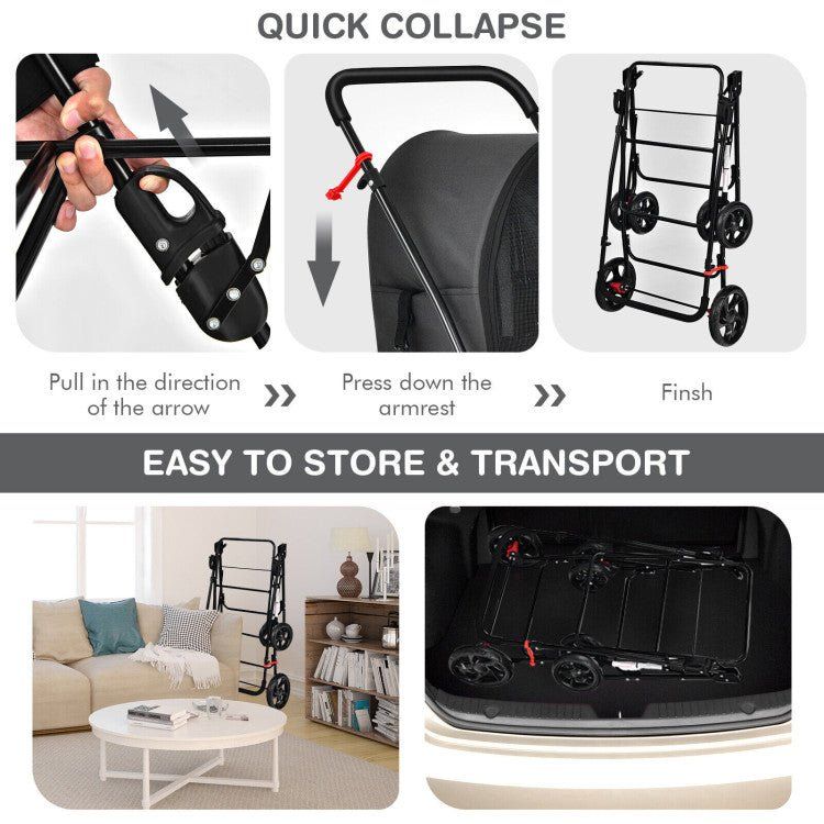 4 - in - 1 Double Pet Stroller with Detachable Carrier and Travel Carriage - PhishStones Products
