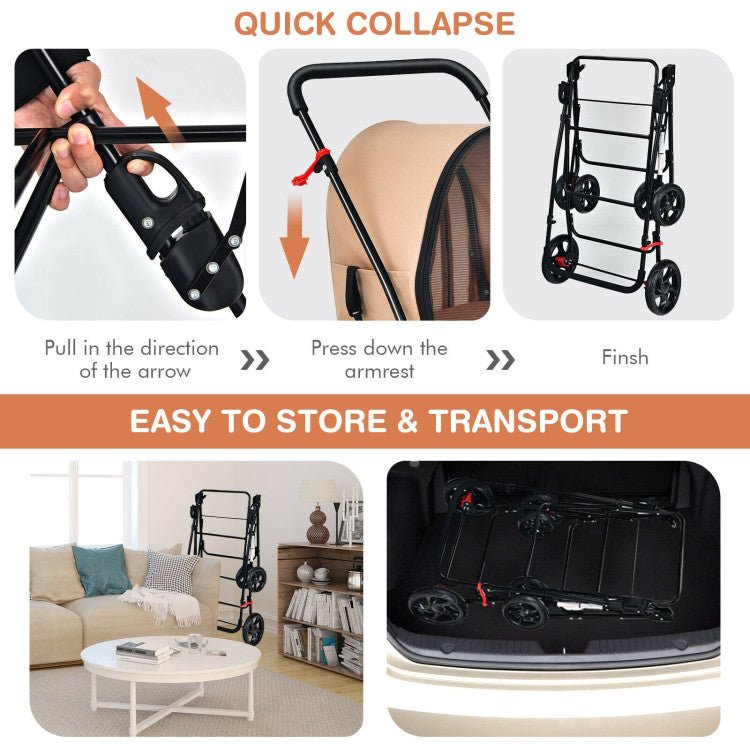 4 - in - 1 Double Pet Stroller with Detachable Carrier and Travel Carriage - PhishStones Products