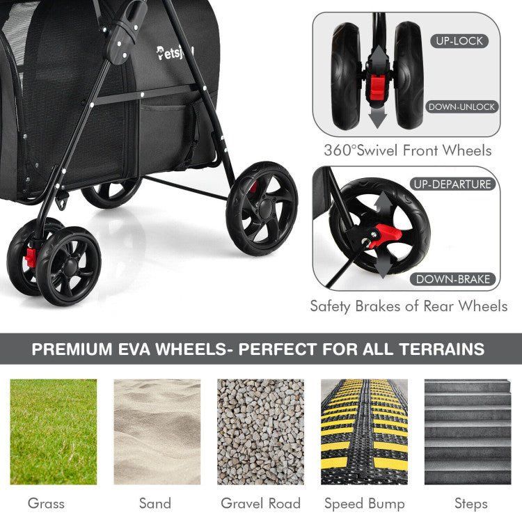 4 - in - 1 Double Pet Stroller with Detachable Carrier and Travel Carriage - PhishStones Products