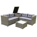 4 Piece Patio Sectional Wicker Rattan Outdoor Furniture Sofa Set With Storage Box - PhishStones Products