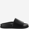 Off White Leather Slippers With Logo