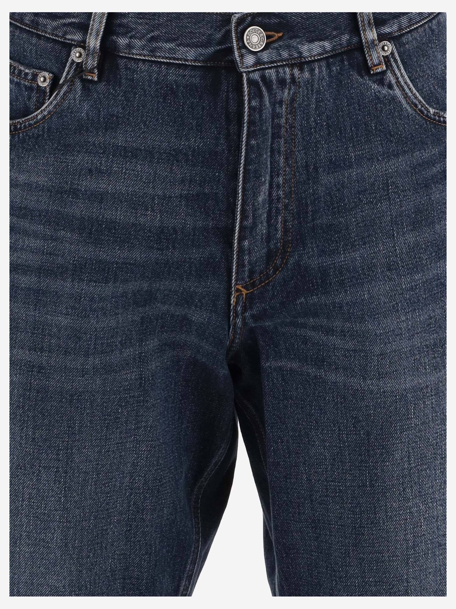 Dolce & Gabbana Cotton Denim Short Pants With Logo Plaque
