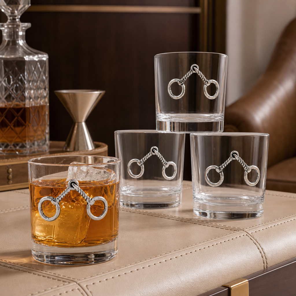 Equestrian Bit Bar Glasses Set of 4