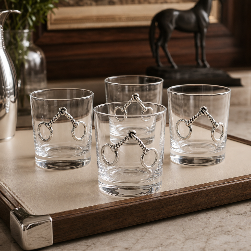 Equestrian Bit Bar Glasses Set of 4