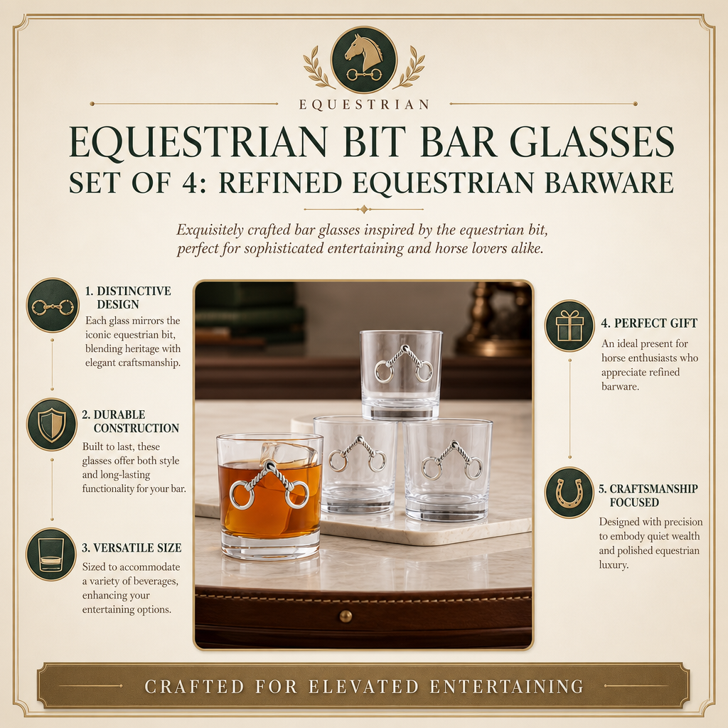 Equestrian Bit Bar Glasses Set of 4
