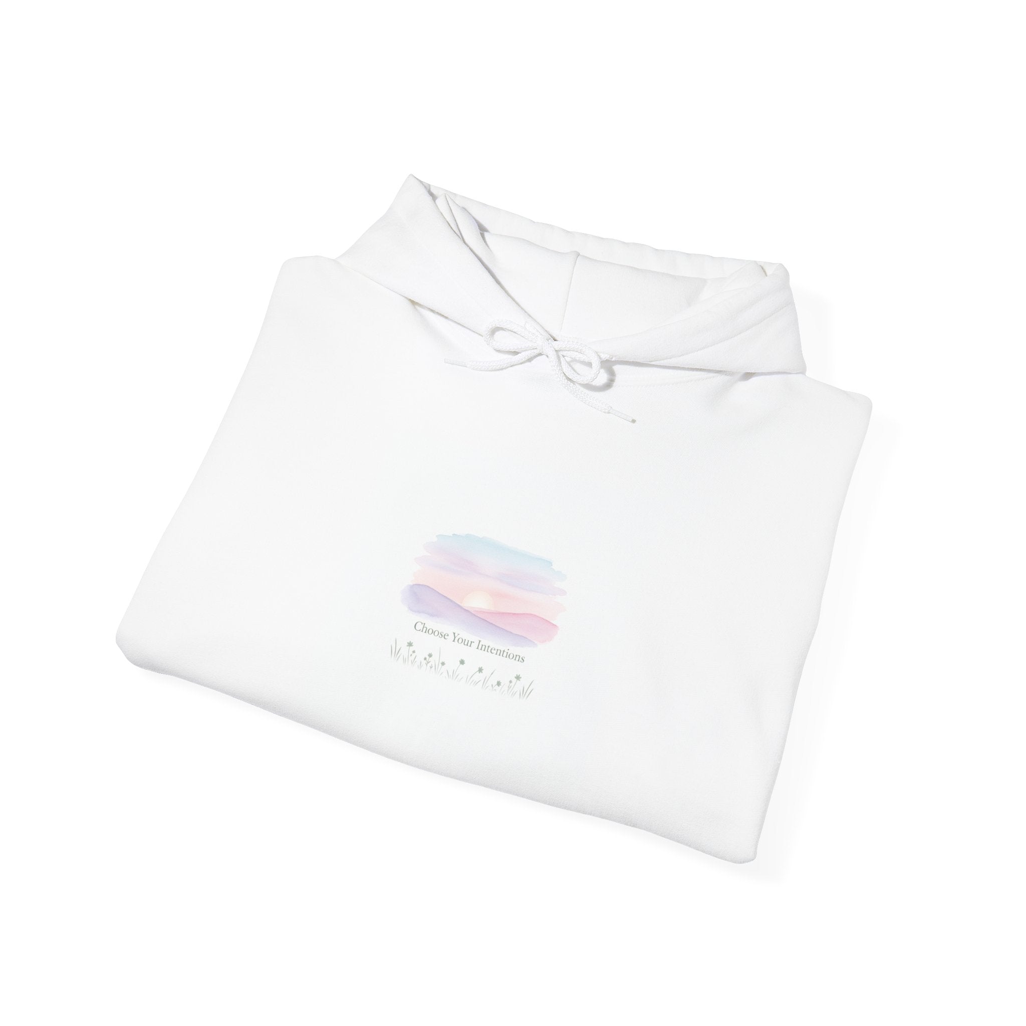 gentle intentions hoodie | soft wellness, mindful resolution art