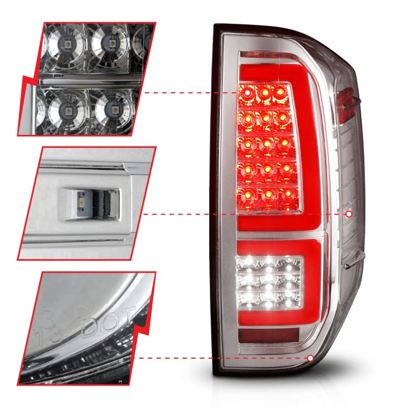 ANZO 2014-2021 Toyota Tundra LED Taillights Chrome Housing/Clear Lens 311438